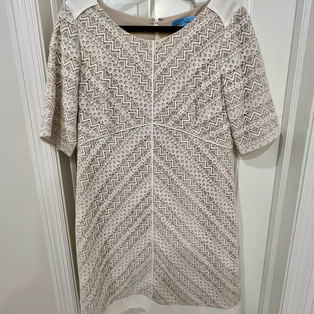 ANTONIO MELANI Cream Lace Mini Dress